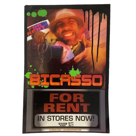 Vintage Bicasso For Rent Album Promo Sticker 2003 Hip-Hop Rap Living Legends - Picture 1 of 2